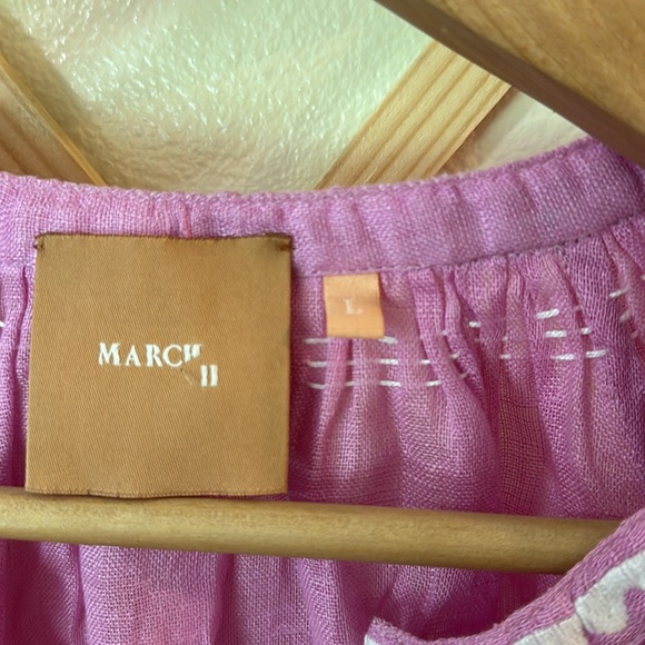 March 11 embroidered linen button up dress - Picture 2 of 6